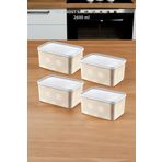 Smartware 4'Lü Set No Frost Saklama Kabı Latte 2600 ML