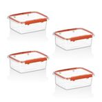 Smartware 4'lü Set Press - Lock Saklama Kabı 820 ml - Turuncu