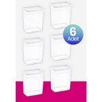Smartware 6'Lı Set Skali Dikdörtgen Saklama Kabı Beyaz 2350 Ml