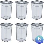 Smartware 6'Lı Set Skali Kare Saklama Kabı Antrasit 1440 ML