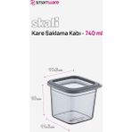 Smartware 6'Lı Set Skali Kare Saklama Kabı Antrasit 740 Ml