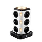 SMAYLING 12’li Kule Tipi Çoklu Priz, 3680W Akım Korumalı, 3 USB + 1 Type-C Hızlı Şarj, Gece Lambalı, Bağımsız Anahtarlı, Uzatma Kablosu (1-2m) – Ev & Ofis için