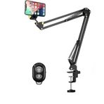 SMAYLİNG 360° Ayarlanabilir Masaüstü Üst Çekim Telefon Standı – Süspansiyon Kollu Tripod Kol – Canlı Yayın, Yemek Çekimi, Üstten Çekim, YouTuber & Yayıncı İçin – Bluetooth Kumandalı