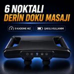 Smayling 6 Başlıklı Şarjlı Masaj Aleti – Derin Doku Masaj Cihazı 9 Kademe Hız Ayarlı Elektrikli Titreşimli Vücut Masaj Aleti - Siyah