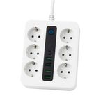 SMAYLİNG 6 Priz + 4 USB Çıkışlı Akıllı Çoklu Priz - Aç/Kapa Anahtarlı, Hızlı Şarj Destekli, 3680 Watt, Ev & Ofis Kullanımı
