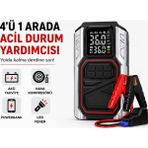 Smayling Akü Takviyeli Hava Kompresörü 150 Psı, 10.000 Mah Taşınabilir Jump Starter, Dijital Ekranlı Lastik Şişirme Pompası, USB Powerbank ve LED Fener Özellikli, Otomobil Motosiklet Bisiklet Top Için - GRİ
