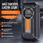 Smayling Araç Akü Takviye Cihazı Hava Kompresörü 1000A 150 Psı 8000 Mah Şarjlı Lastik Şişirme Powerbank LED Işıklı - Siyah