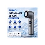 SMAYLİNG Soğuk Kompres Özellikli Şarjlı El Vantilatörü, 3000 mAh Bataryalı, Dijital Ekranlı, Type-C Şarjlı Taşınabilir Mini Fan