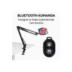 SMAYLİNG Üstten Çekim Telefon Standı + Bluetooth Kumanda Tripodlu Yayıncı Aksesuarı 360° Ayarlı
