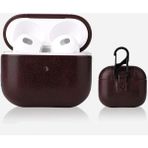 Smcase Apple Airpods 3.nesil Kılıf Suni Deri Kancalı Silikon Sf9 Kahverengi Koyu - Koyu Kahverengi