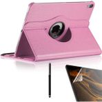 Smcase Apple iPad Pro 12.9 2018 3.nesil Uyumlu Kılıf Kapaklı Standlı 360 Dönebilen Koruma DN33 + Nano + Kalem Pembe