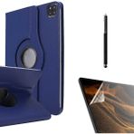 Smcase Apple iPad Pro 12.9 2022 M2 Uyumlu Kılıf Kapaklı Standlı 360 Dönebilen Koruma DN33 + Nano + Kalem Lacivert