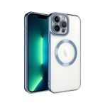 Smcase iPhone 13 Pro Mavi Kamera Korumalı Manyetik Wiriless Destekli Lazer Setro Silikon Cep Telefonu Kılıfı