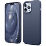 Smcase iPhone 13 Pro Max Liquid Lansman Wiriless Destekli Silikon Wirirless Şarj Aleti Lacivert Cep Telefonu Kılıfı