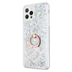 Smcase iPhone 13 Pro Sulu Yüzüklü Milce Silikon Gümüş Cep Telefonu Kılıfı