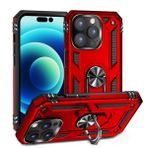 Smcase iPhone 14 Pro Max Vega Yüzüklü Stand Tank Kapak Nano Ekran Koruyucu Lacivert Cep Telefonu Kılıfı