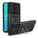 Smcase Oppo A5 2020 Kılıf Kamera Korumalı Yüzüklü Tank Pars Silikonnano Ekran Koruyucu