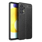 Smcase Samsung Galaxy A73 Kamera Korumalı Deri Dokulu Silikon Nano Lacivert Cep Telefonu Kılıfı