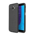 Smcase Samsung Galaxy J6 Plus Deri Dokulu Silikon Nano Siyah Cep Telefonu Kılıfı