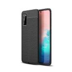 Smcase Samsung Galaxy S20 Deri Dokulu Silikon Tam Kapatan Siyah Cep Telefonu Kılıfı
