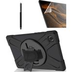 Smcase Samsung Galaxy Tab A7 10.4 T500 2020 Uyumlu Kılıf Defender Tablet Tank Koruma Standlı DF22 + Nano + Kalem Siyah