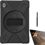 Smcase Samsung Galaxy Tab S7 Fe T730 Uyumlu Kılıf Defender Tablet Tank Koruma Standlı DF33 + Nano + Kalem Siyah