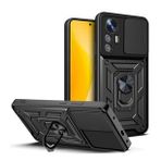 Smcase Xiaomi Mi 12 Lite Kamera Korumalı Yüzüklü Tank Pars Silikon Siyah Cep Telefonu Kılıfı