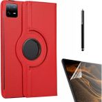 Smcase Xiaomi Mi Pad 6 Pro Kılıf Kapaklı Standlı 360 Dönebilen Koruma DN22 + Nano + Kalem Kırmızı