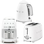 Smeg 50's Style Beyaz Kettle - 1x2 Ekmek Kızartma Makinesi Ve Filtre Kahve Makine Seti