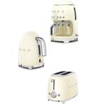 SMEG 50's Style Krem Kettle - 1x2 Ekmek Kızartma Makinesi ve Filtre Kahve Makine Seti
