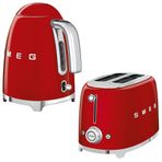 Smeg 6244211962274 Kırmızı Kettle ve 1x2 Adet Kapasiteli Ekmek Kızartma Makinesi Seti