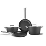 Smeg Cookware 50's Style Prima Siyah 4'lü Tencere Tava Seti