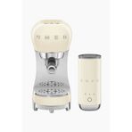 Smeg Espresso Kahve Makinesi Seti & Yeni Kompakt Süt Köpürtücülü, Krem