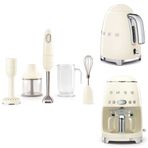 Smeg Krem Kettle-Filtre Kahve Makinesi ve El Blender Seti