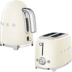 Smeg Krem Renkli Kettle ve 1x2 Ekmek Kızartma Makinesi Seti Paslanmaz Çelik 2 Parça