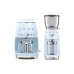 Smeg Pastel Mavi Filtre Kahve Makinesi Ve Kahve Öğütme Makinesi Seti-DCF02CGF01PBEU-MK