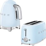 Smeg Pastel Mavi Isı Ayarlı Kettle ve 2x4 Ekmek Kızartma Makinesi Seti Şık Retro Tasarım