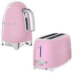 Smeg Pembe Isı Ayarlı Kettle ve 2x4 Ekmek Kızartma Makinesi Seti