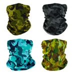 SMEHCF 4 çok amaçlı bandana, kadın ve erkek için, alın bandı, kar maskesi, saç baş örtüsü, yüz yarım maske, boyun manşeti, nefes alır, tekrar kullanılabilir, yıkanabilir, kamuflaj mavisi, sarı, Siyah,