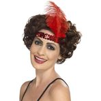 Smiffys Kadın Flapper Alın Bandı, Tüylü, Tek Beden, Kırmızı, 44663