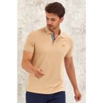 Smile Volant Erkek Polo Tişört - Bej - 2XL