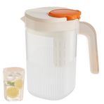 Smileshiney Kapaklı Sürahi,İçecek Sürahisi | 2200ml Büyük Sürahi Sürahi Isıya Dayanıklı Saplı - Buzdolabı Buzlu İçecek Su Isıtıcısı, İçecek Kavanozu, Soğuk Çay Kapları Limonata Suyu için Dahili Filtre