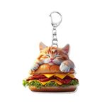 Smileshiney Karikatür Çanta Anahtarlık Charm - Simülasyon Anahtarlık Çanta Charm Klipsli - Çanta için Taşınabilir Çanta Tılsımı, Erkek ve Kız Çocukları için Hamburger Kedi El Çantası Kolye Ucu, b,