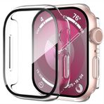 Smiling Apple Watch serisi 10 42 mm ile uyumlu 2'li Paket Kılıf Temperli Cam Ekran Koruyucu, Sert PC Kılıfı Genel Koruyucu Kapak - Şeffaf