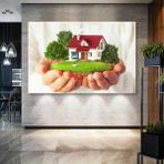 SML Tablo Bahçeli Şirin Ev Emlak Ofisi Real Estate Mimarlık Ofisi Kanvas Tablo - 100 X 70