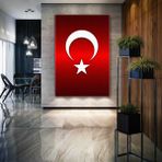 SML Tablo Metalik Kırmızı Türk Bayrağı Asil Kanvas Tablo - 70 X 100