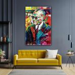 SML Tablo Yağlı Boya Efektli Mustafa Kemal Atatürk Portresi Karizma Gözlük Soyut Kanvas Tablo - 60 x 90 cm - Beyaz