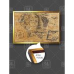 SML Tablo Yüzüklerin Efendisi Filmi Orta Dünya Haritası Lord Of The Rings Çerçeveli Yatay Kanvas Tablo - 150 X 100 - Altın