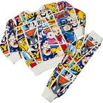 Sml Tekstil Çizgi Karakterli Krem Erkek Çocuk Eşofman Pijama Alt Üst Takımı - 5 - 6 Yaş