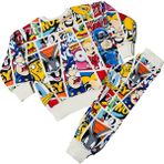 Sml Tekstil Çizgi Karakterli Krem Erkek Çocuk Eşofman Pijama Alt Üst Takımı - 7 - 8 Yaş
